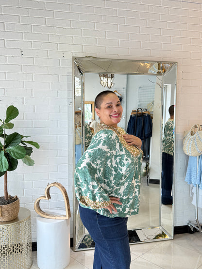 Autumn Vibes Only Blouse - Green Mix