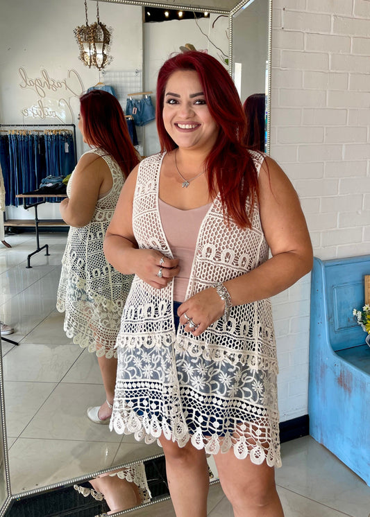 Lacey Lace Crochet Vest