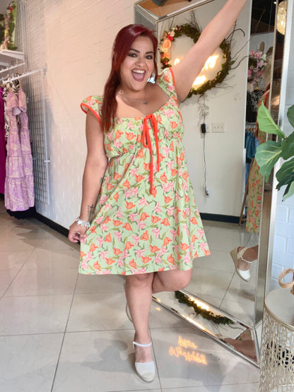 Take Me On A Picnic Mini Dress - Sage