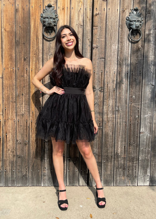 On Cloud 9 Tulle Mini- Black