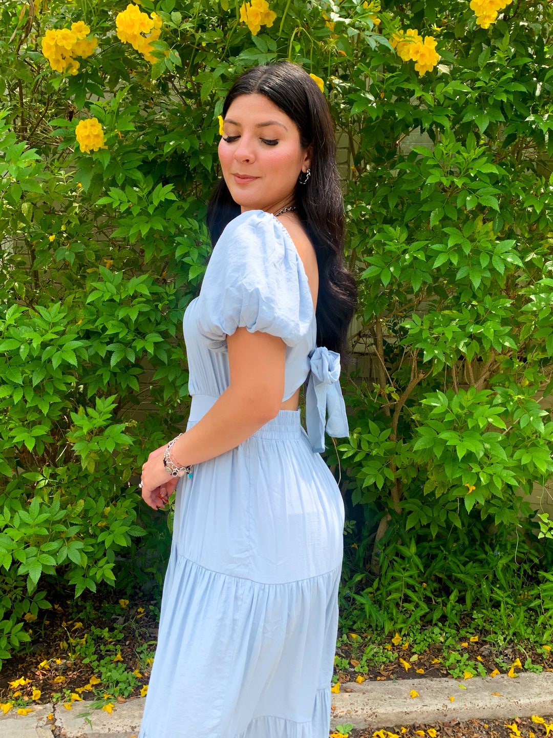 Up In The Clouds Open-Back Maxi Dress