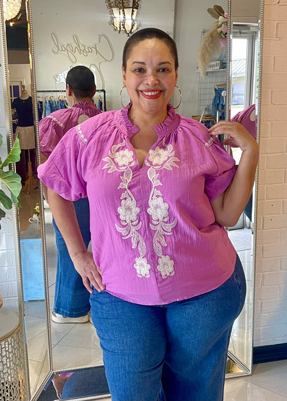 Orchid Embroidered Blouse