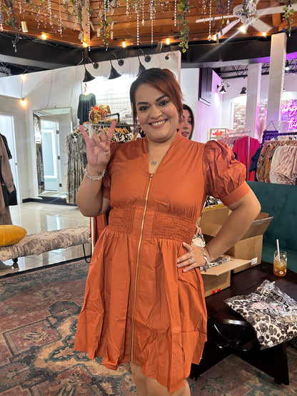 Rustic Romance Mini Dress - Pumpkin