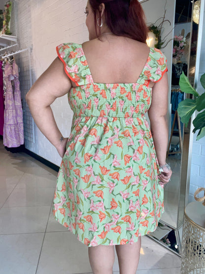 Take Me On A Picnic Mini Dress - Sage