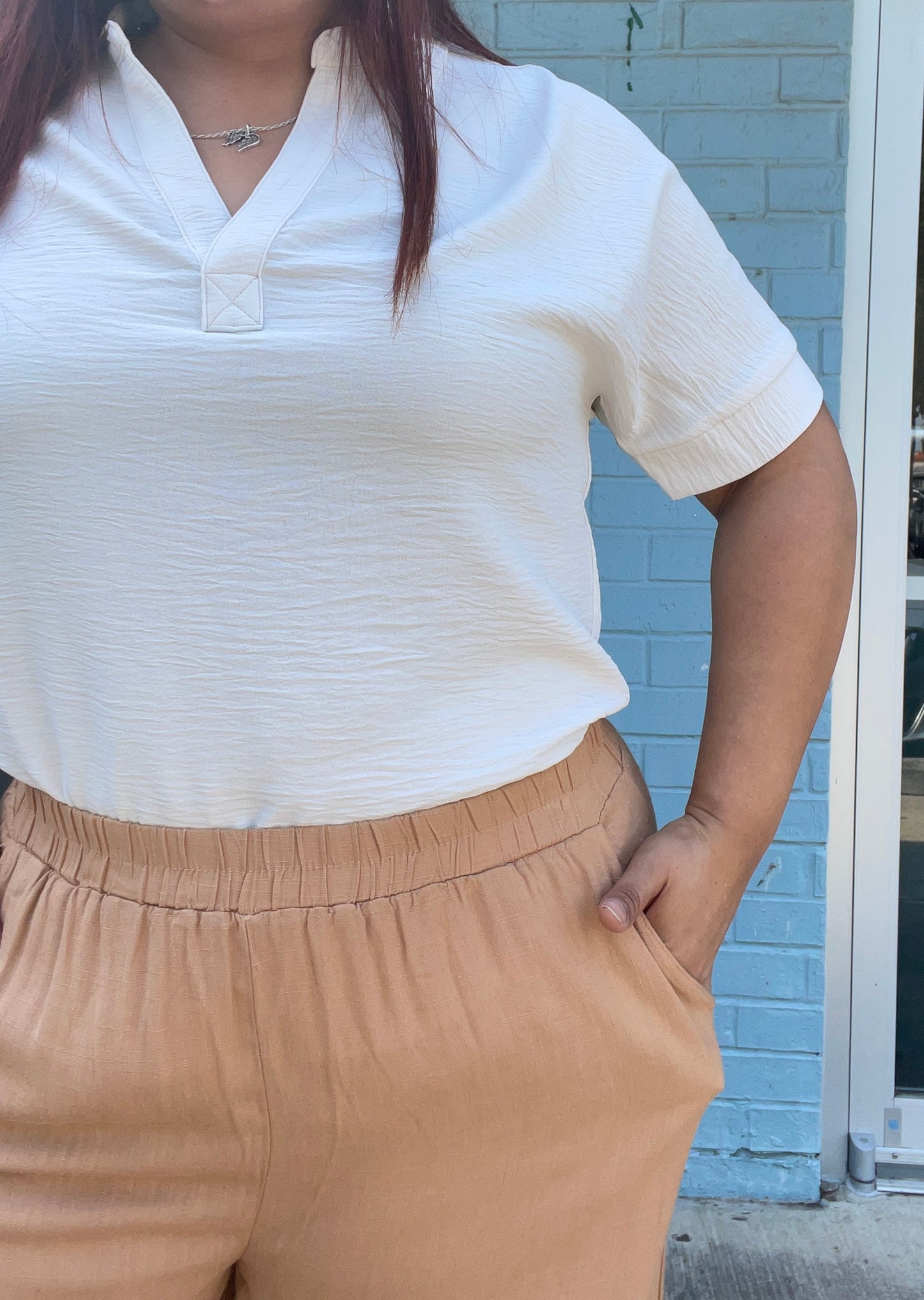 The Mayra Wide-Leg Linen Pants ( Petite Friendly)- Camel