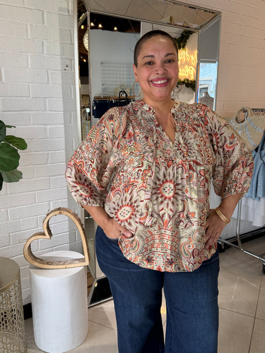 Straight Outta Summer Blouse - Brown