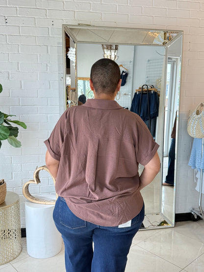 The Fall Shift Blouse- Mocha