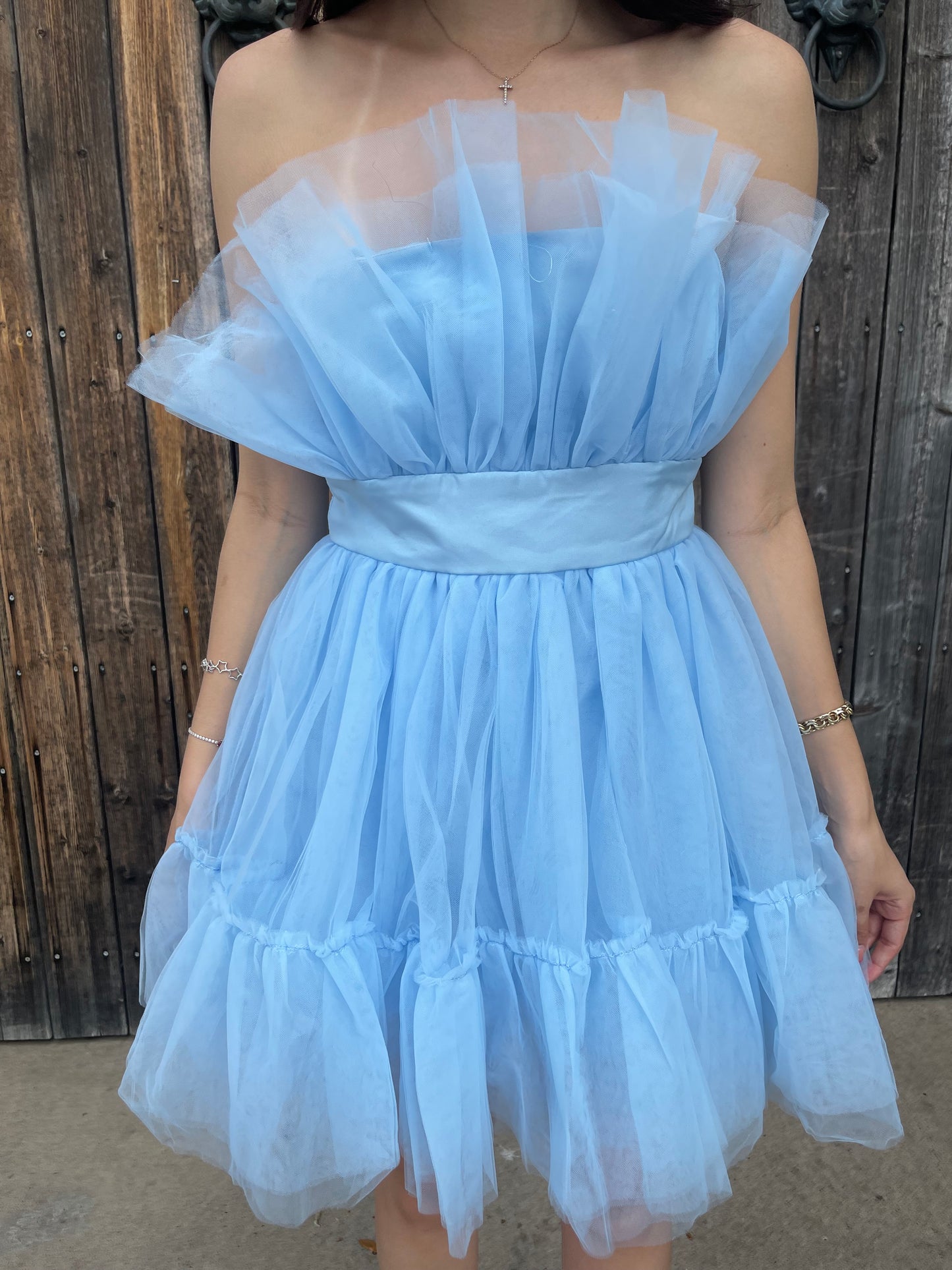 On Cloud 9 Tulle Mini- Sky Blue