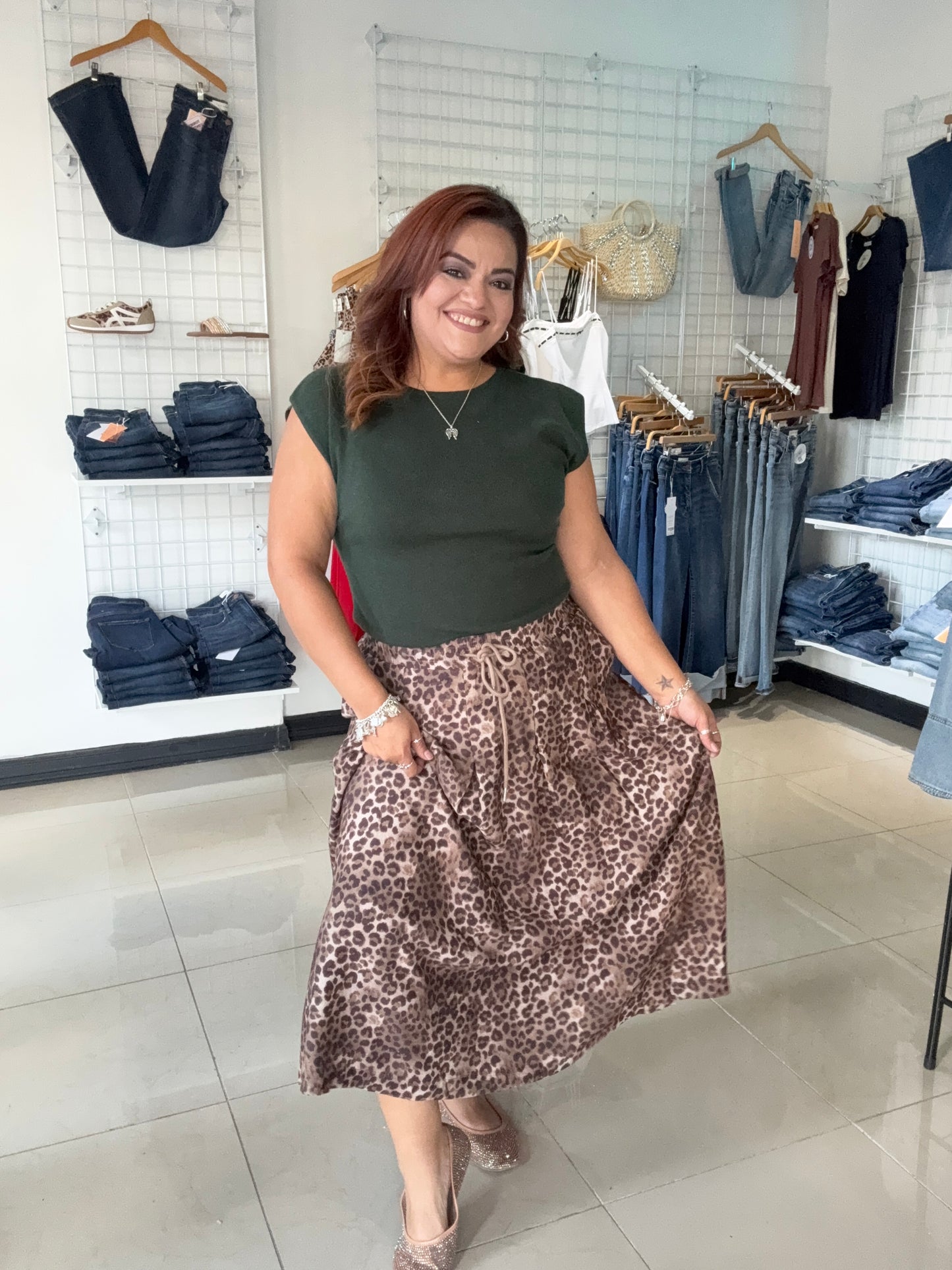 Leopard Muse Midi Skirt
