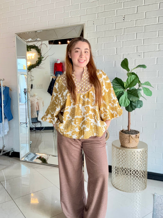Autumn Vibes Only Blouse - Yellow