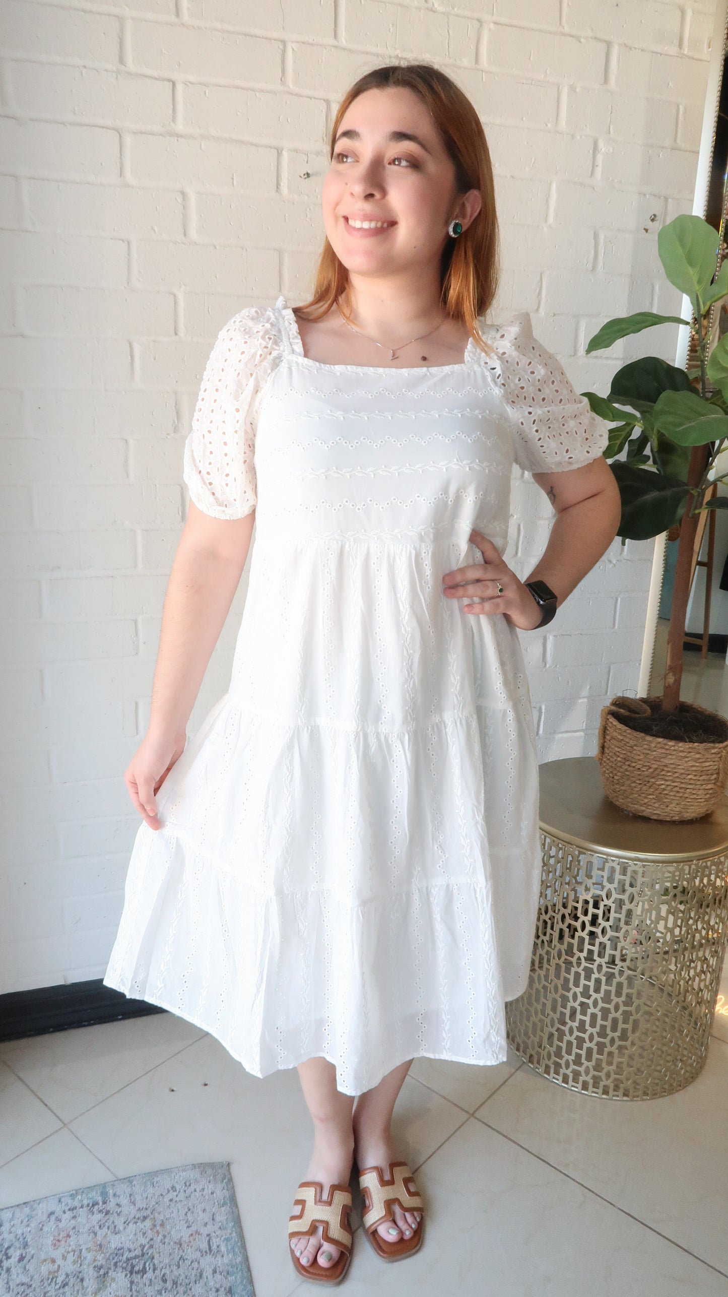 Sofia Eyelet Midi Dress