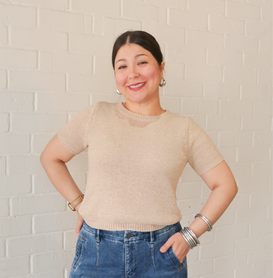 Effortlessly Chic Light-Weight Sweater Blouse- Taupe