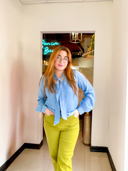 Secretary Chambray Top