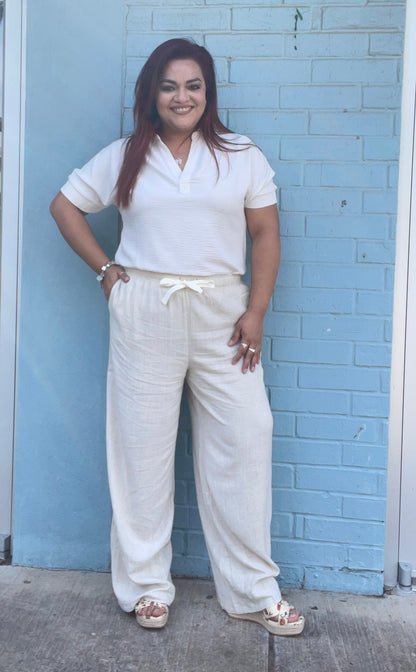 Stephanie Drawstring Linen Pants