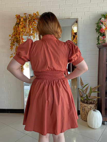 Rustic Romance Mini Dress - Pumpkin