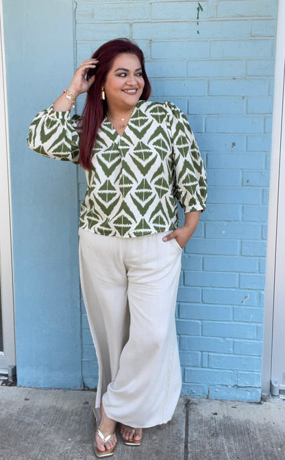 The Mayra Wide-Leg Linen Pants ( Petite Friendly)- Sand
