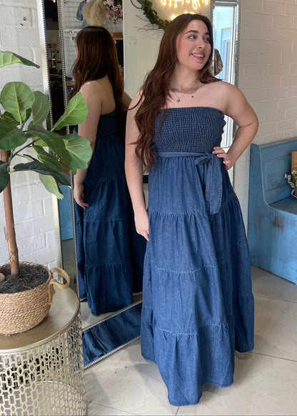 Western Glam Denim Maxi