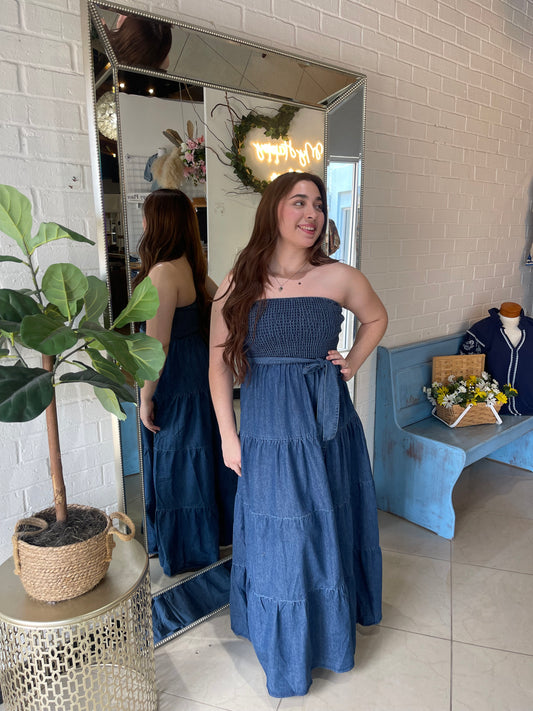 Western Glam Denim Maxi