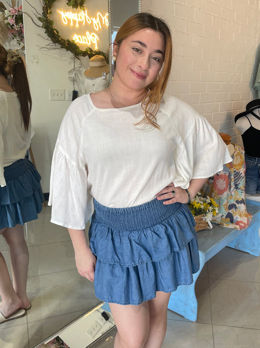 Mia Ruffle Denim Skirt