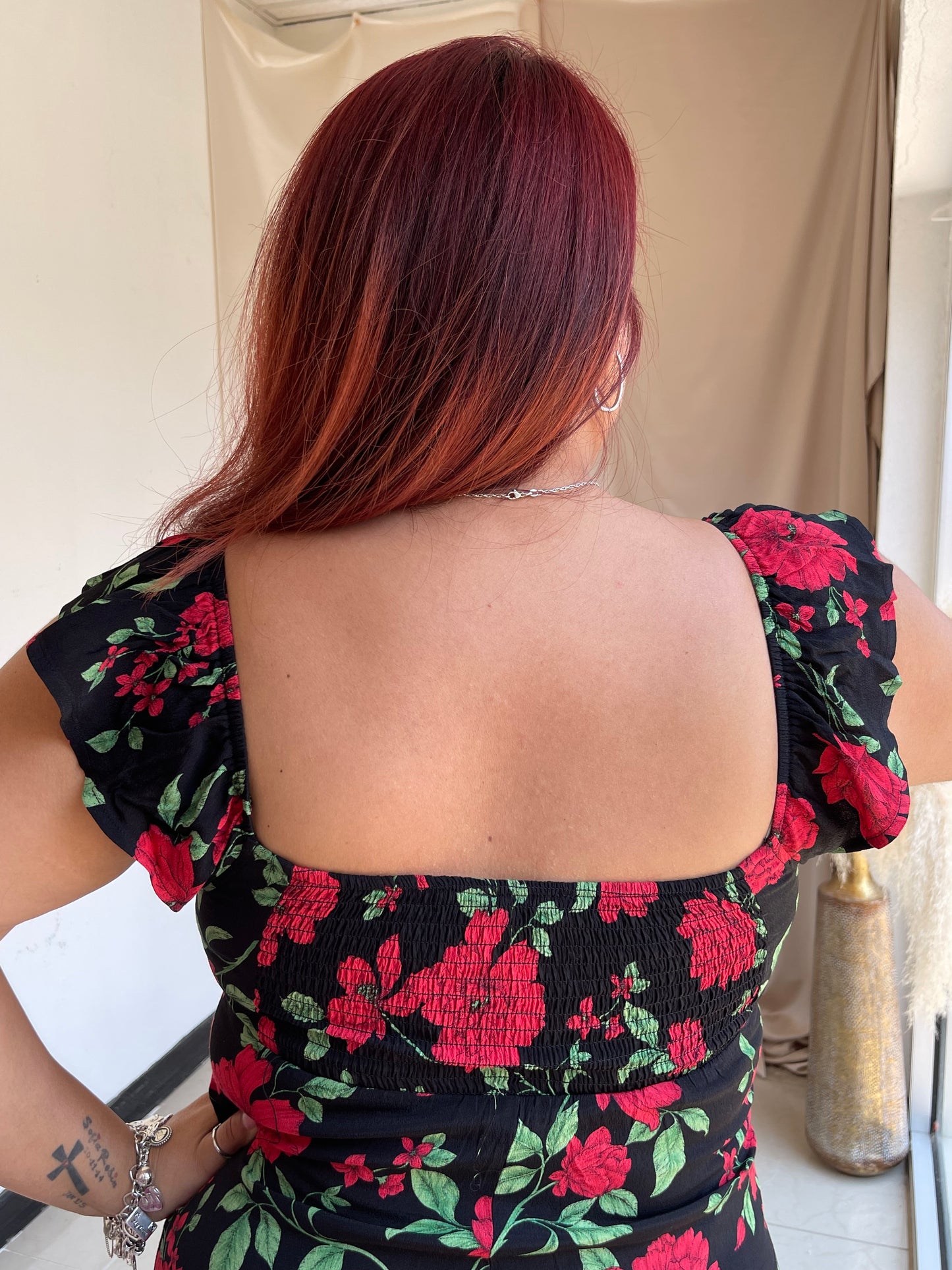 Paint The Roses Red Midi Dress