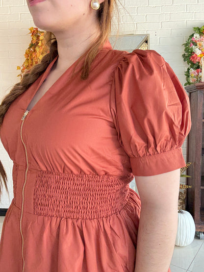 Rustic Romance Mini Dress - Pumpkin