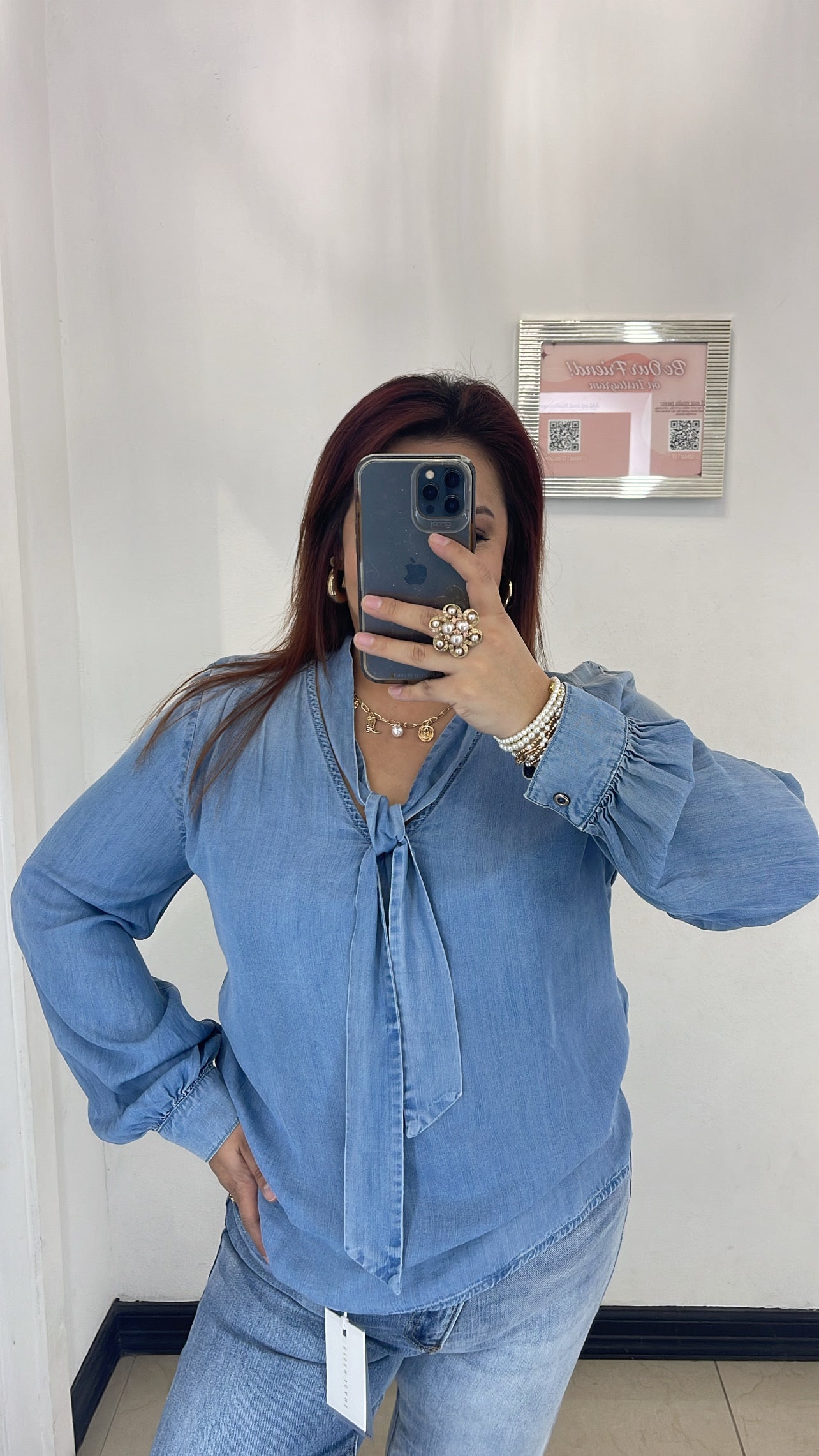 Secretary Chambray Top