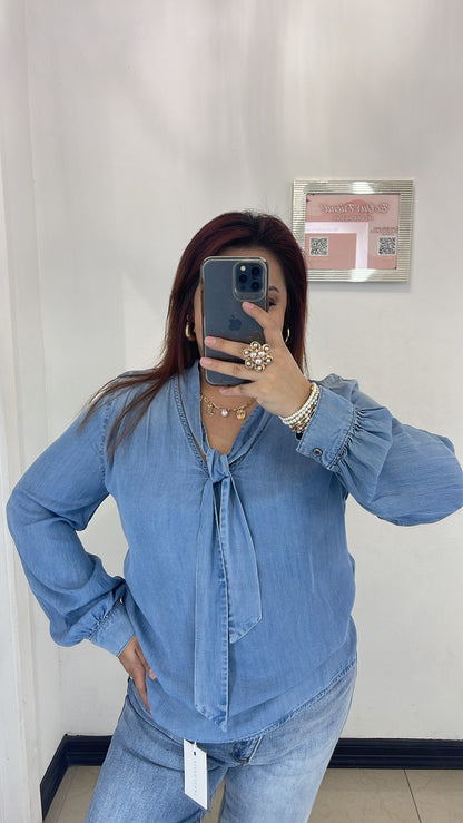 Secretary Chambray Top