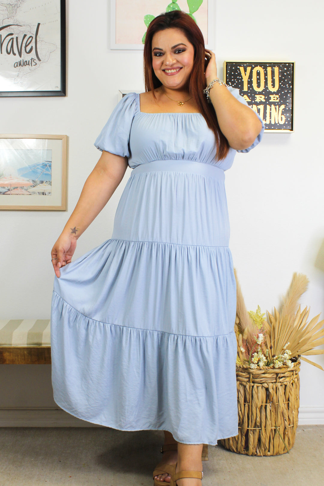 Up In The Clouds Open-Back Maxi Dress