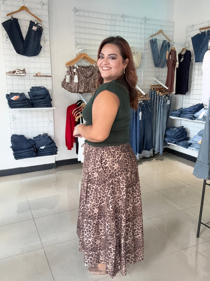 Leopard Muse Midi Skirt
