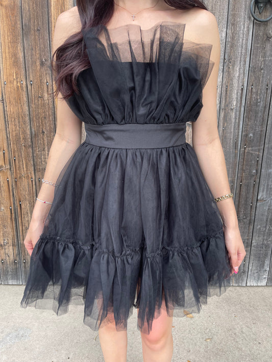 On Cloud 9 Tulle Mini- Black