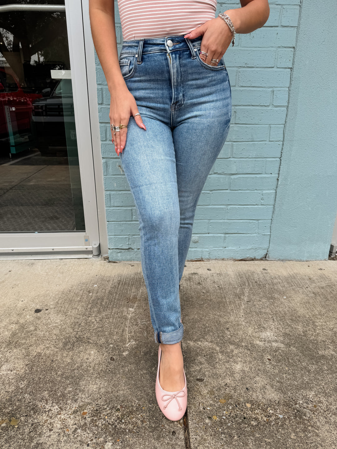 Tina High Rise Roll Up Denim