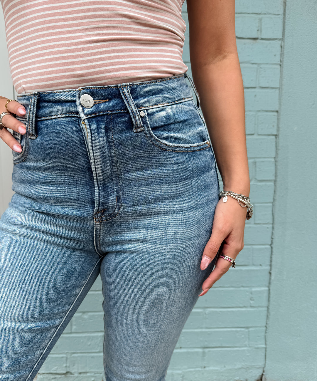 Tina High Rise Roll Up Denim