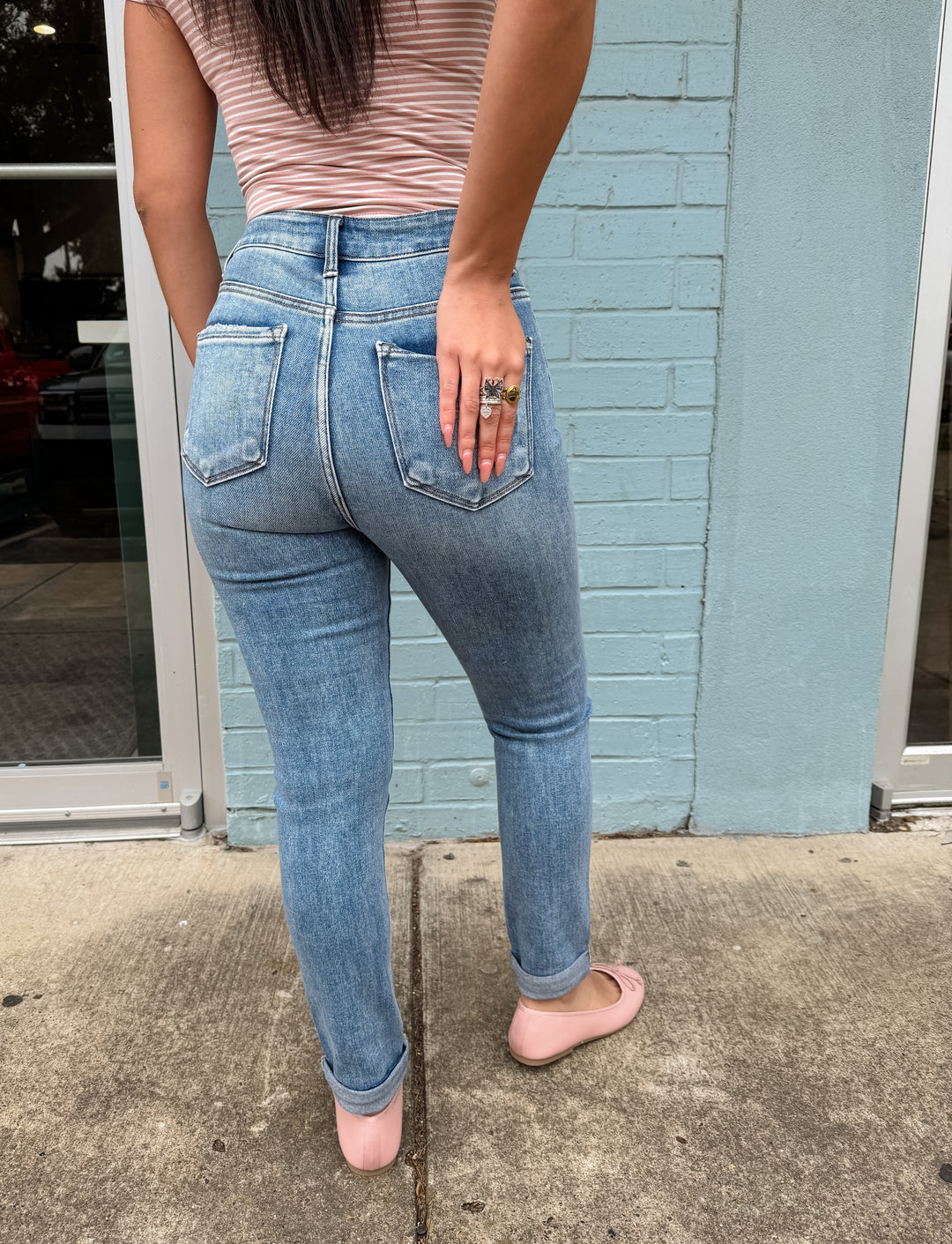 Tina High Rise Roll Up Denim