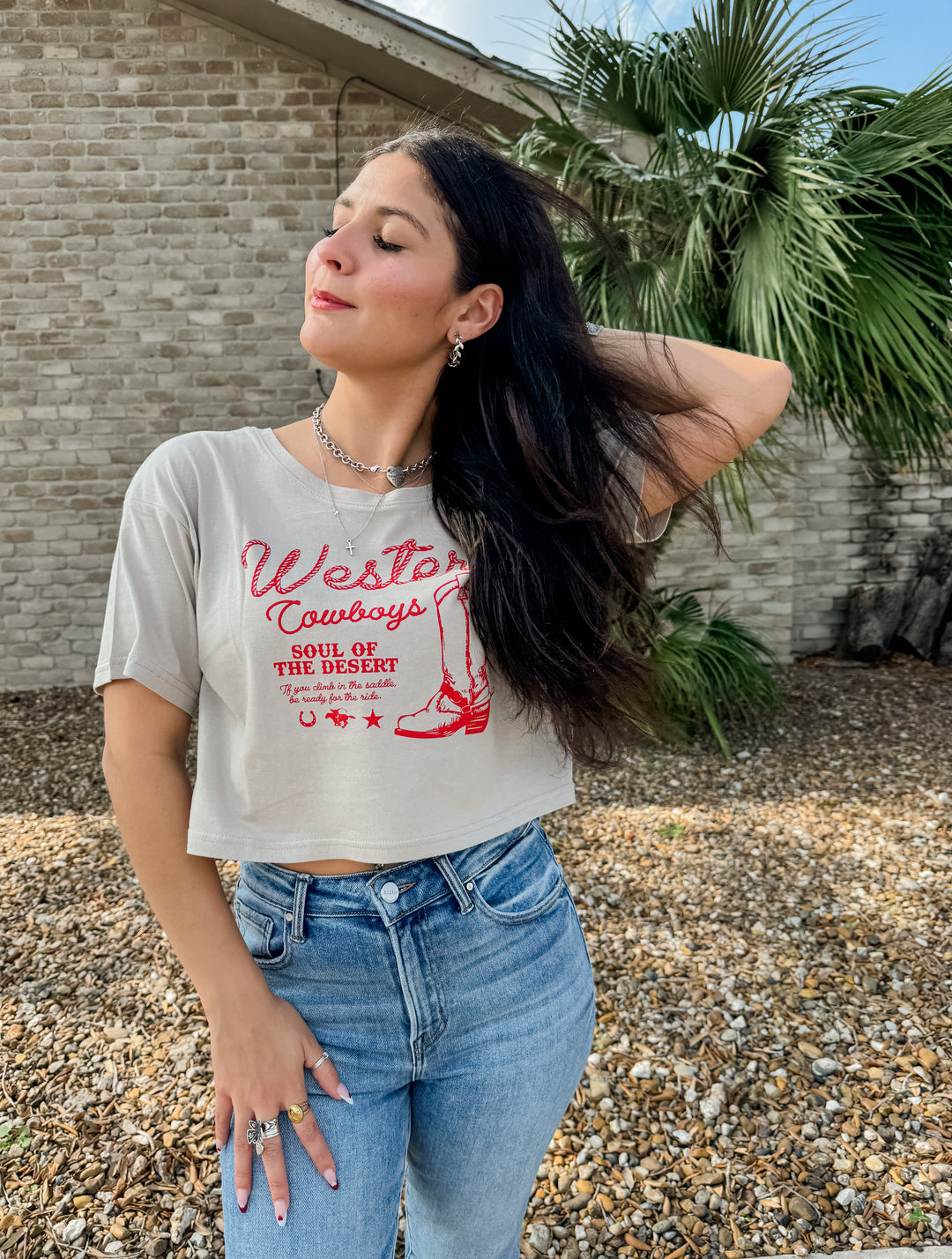 Ready To Ride Cropped TShirt - Taupe