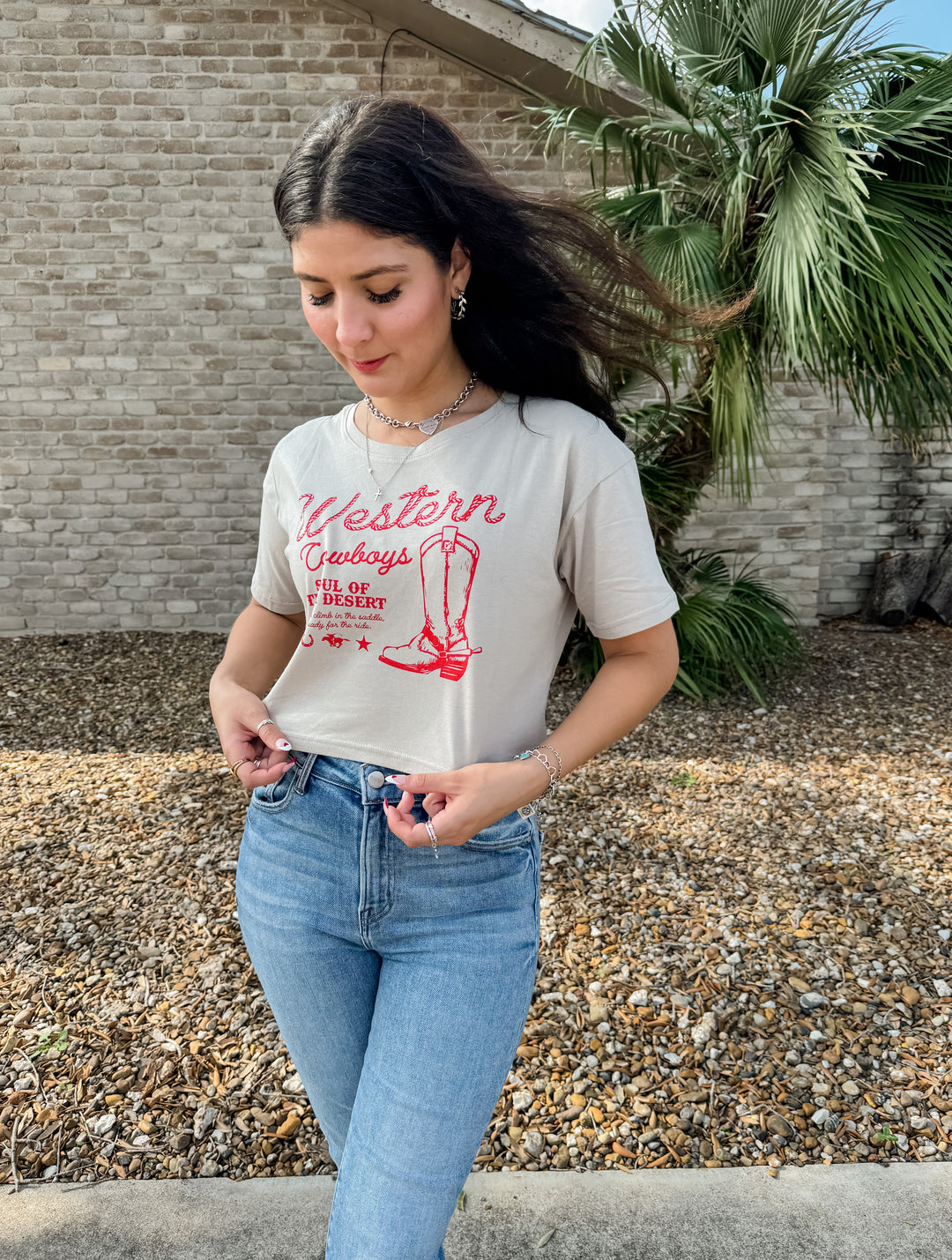 Ready To Ride Cropped TShirt - Taupe
