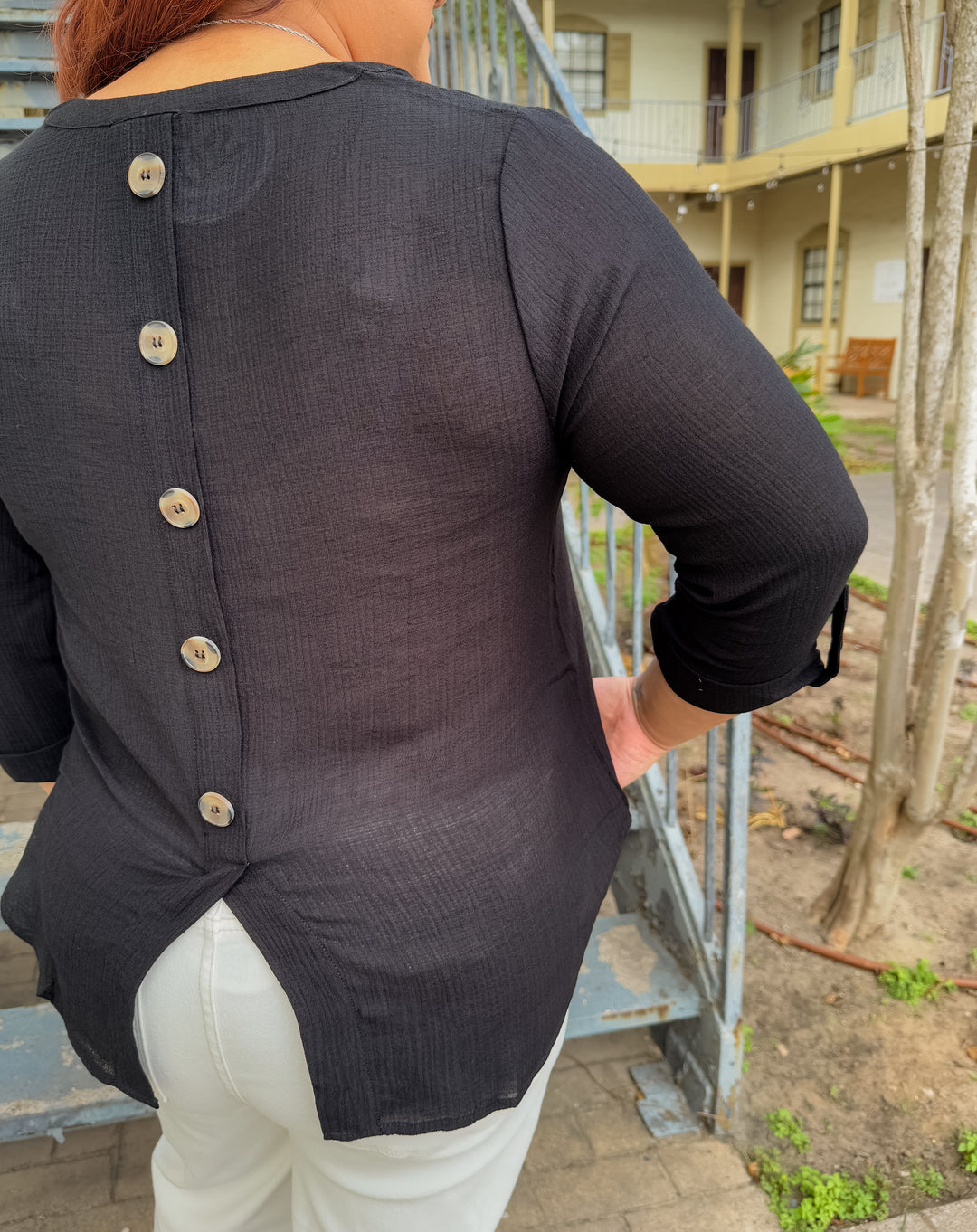 Onto The Office 3/4 Sleeve Top - Black