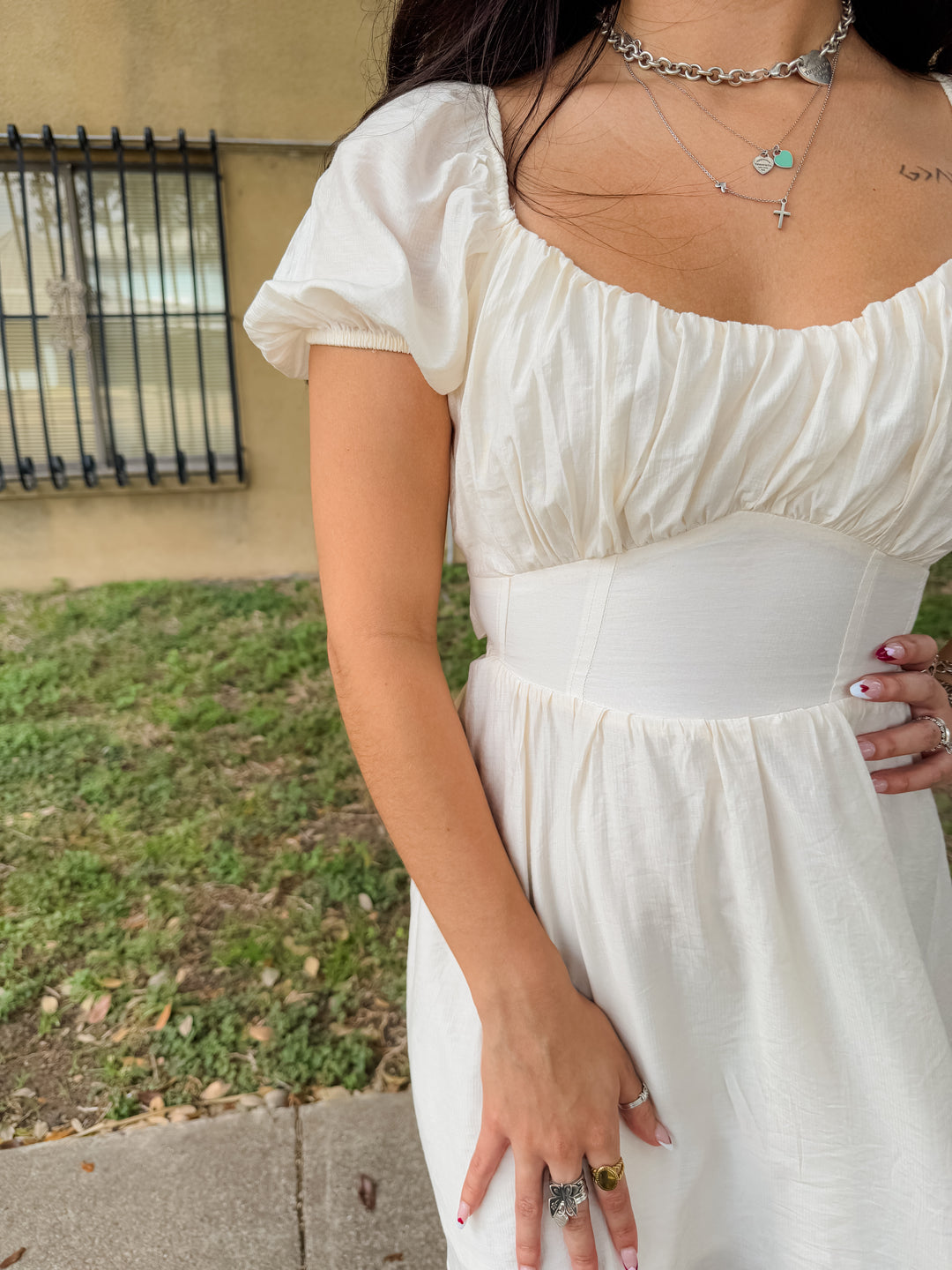 The Stella Open-Back Corset Mini Dress - Ivory