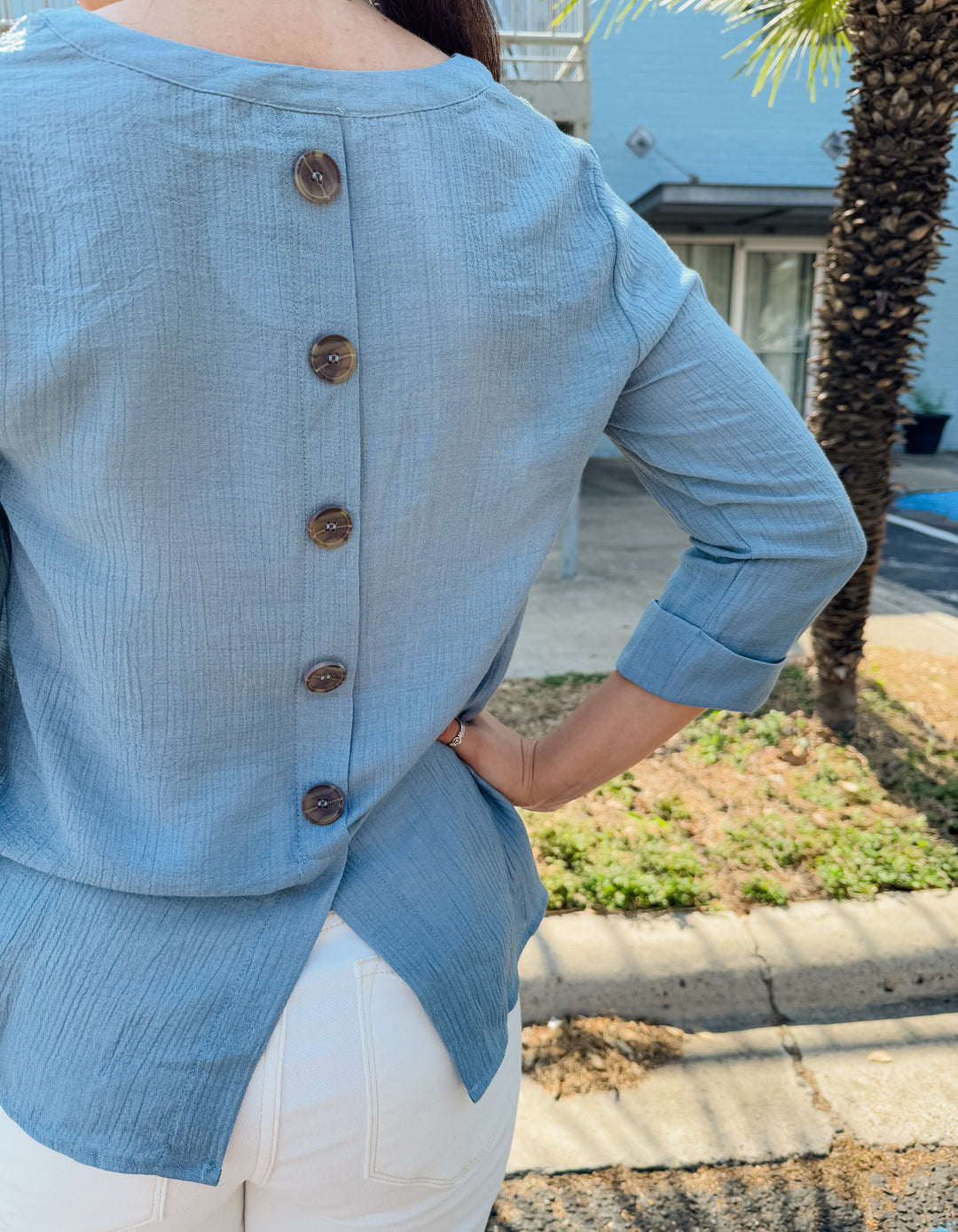 Onto The Office 3/4 Sleeve Top - Light Teal