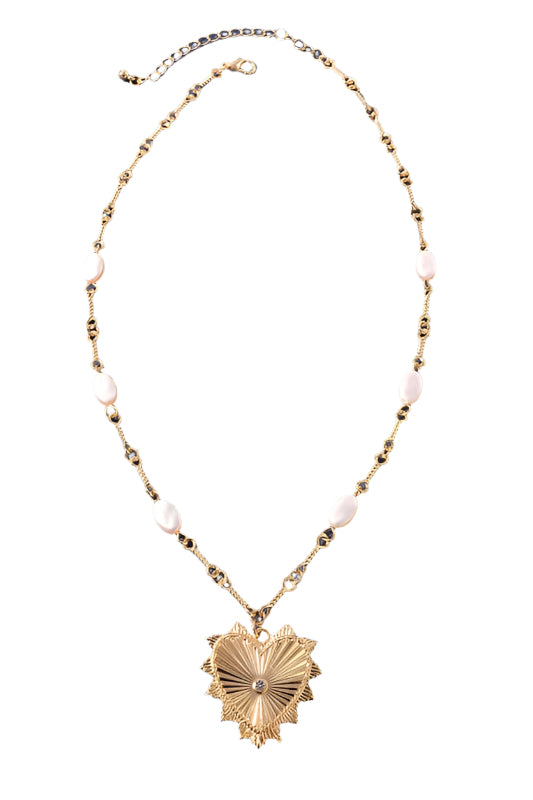 The Liv Pearl-Detailed Heart Necklace
