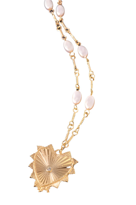 The Liv Pearl-Detailed Heart Necklace