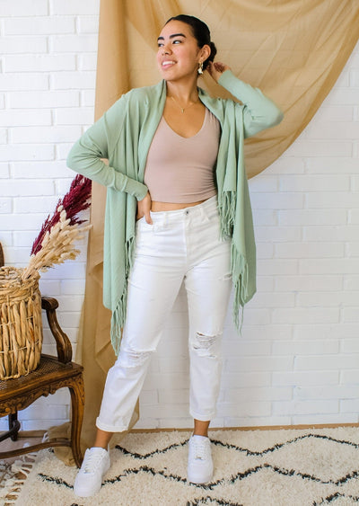 Falling for Fringe Cardigan - Mint - Shop 112